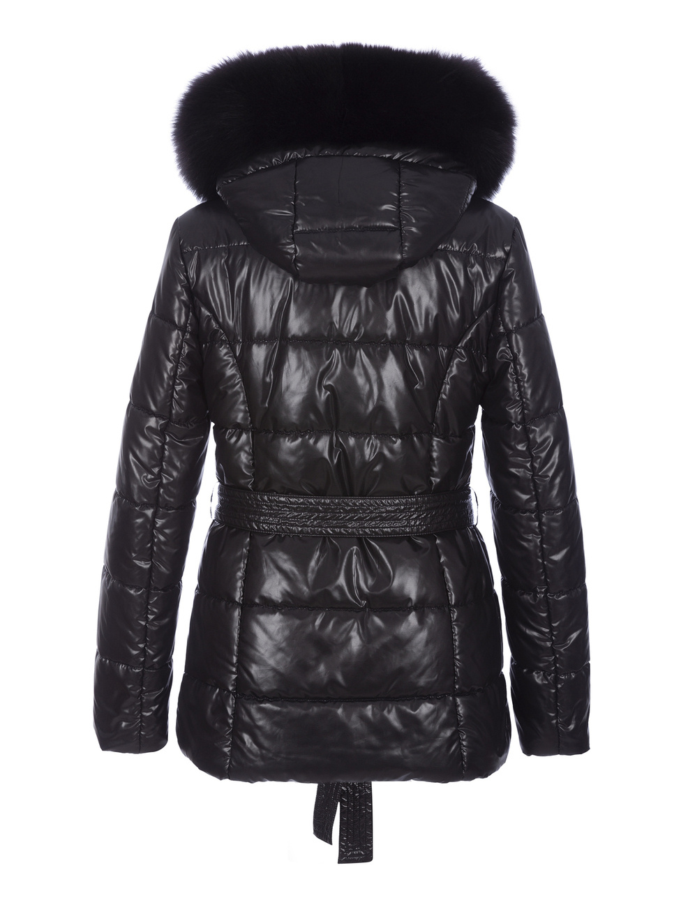 Belted short jacket with a hood