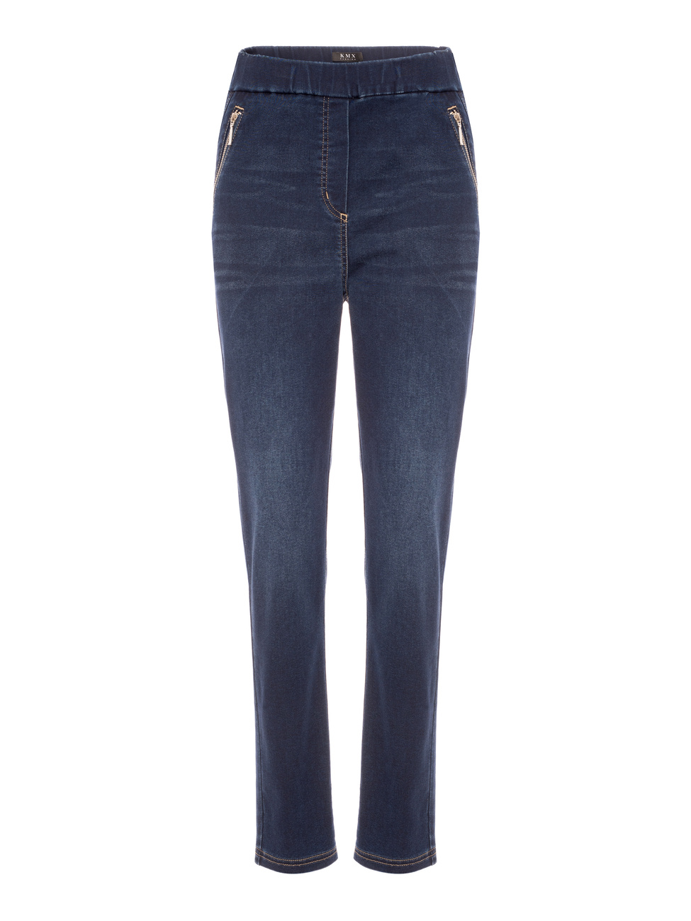 Fitted denim-like stretch pants
