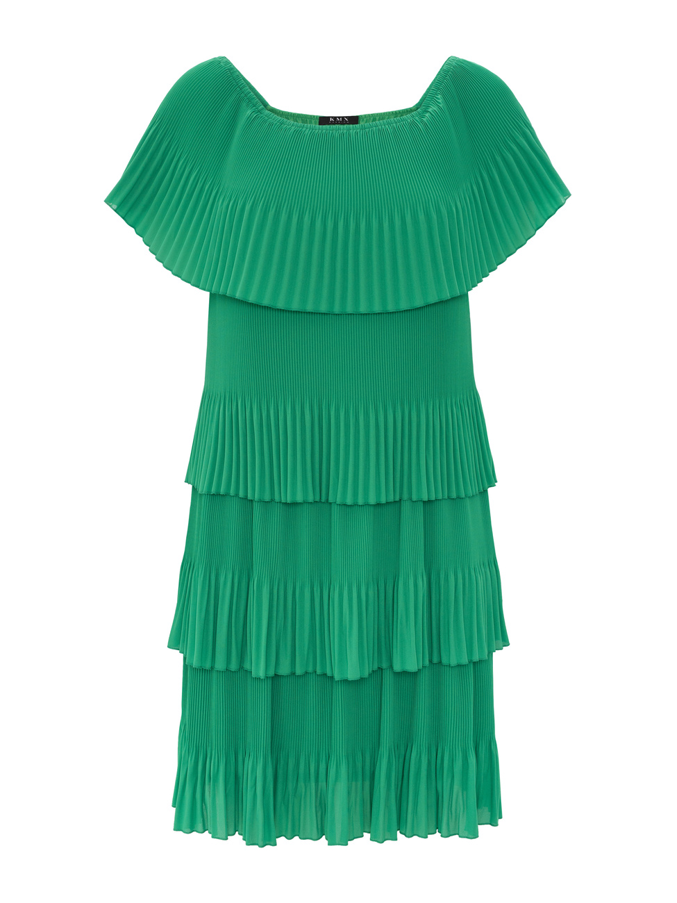 Pleated dress with frills